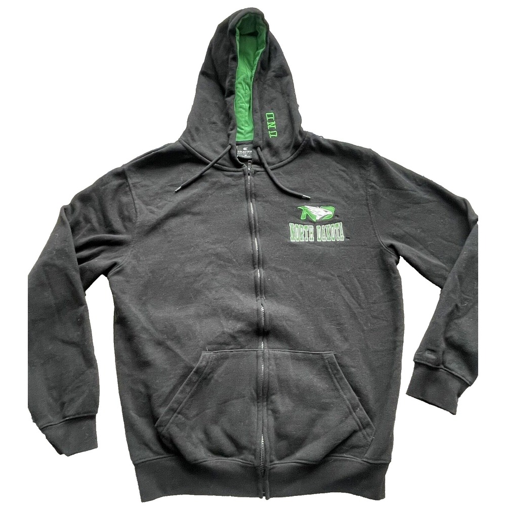 North Dakota Fighting Hawks Hoodie Full Zip‎ Mens Size Medium UND Vtg Colosseum